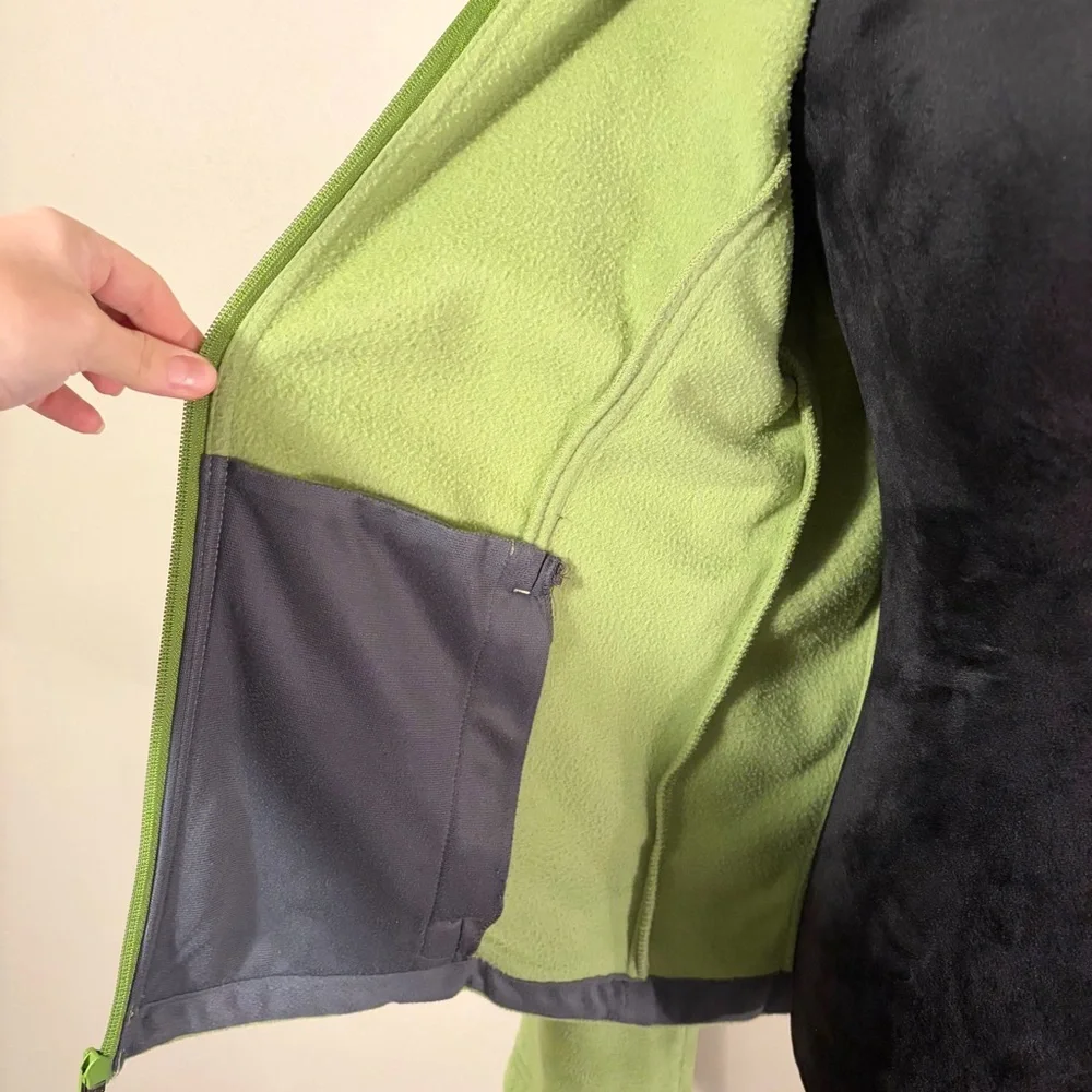 Columbia Fleece Hoodie Full-Zip Jacket Lime Green Sz L EUC Fall Layering Hiking